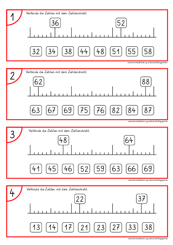 Zahlenstrahl verbinden und eintragen (4)
